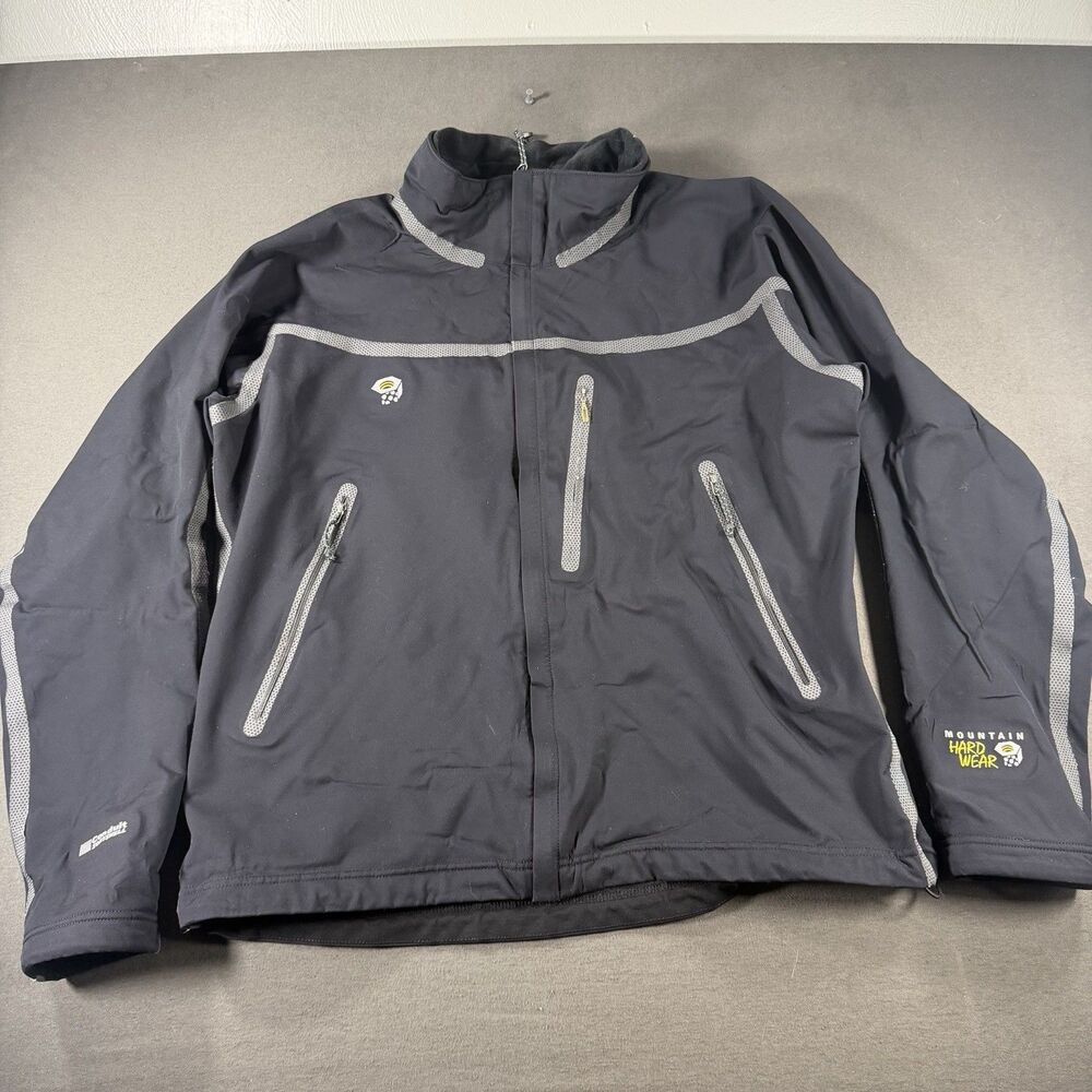 Mountain Hardwear Jacket Mens XL Black Conduit Softshell Full Zip Outdoor
